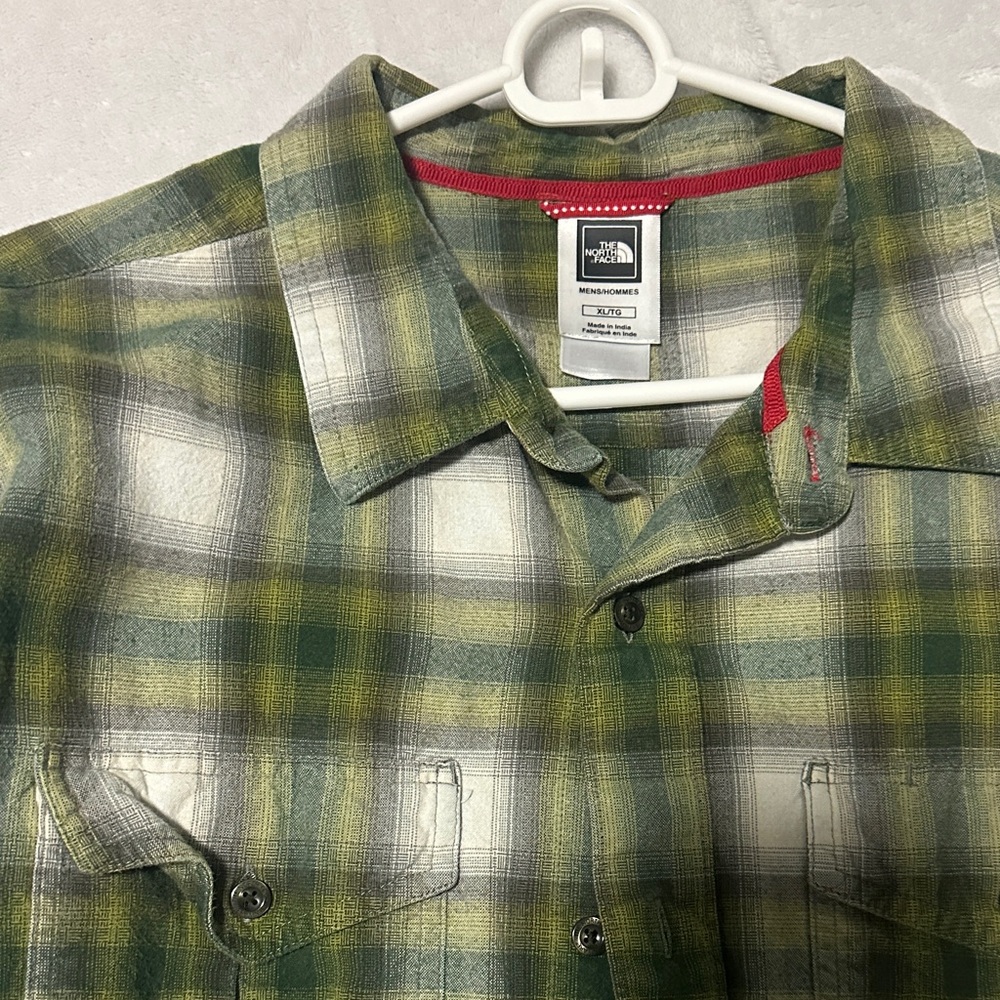 The North Face Green and Yellow Plaid Shirt